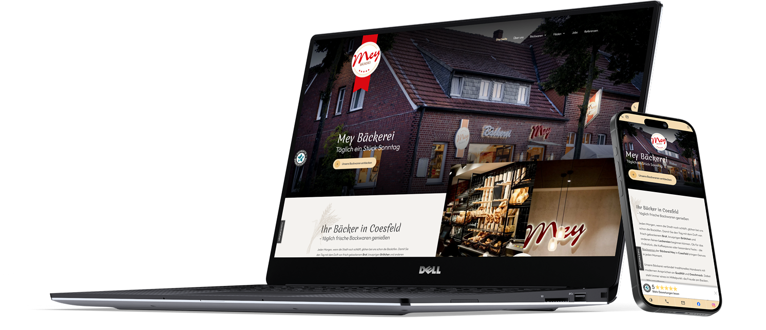 Bäckerei Mey website on laptop and mobile