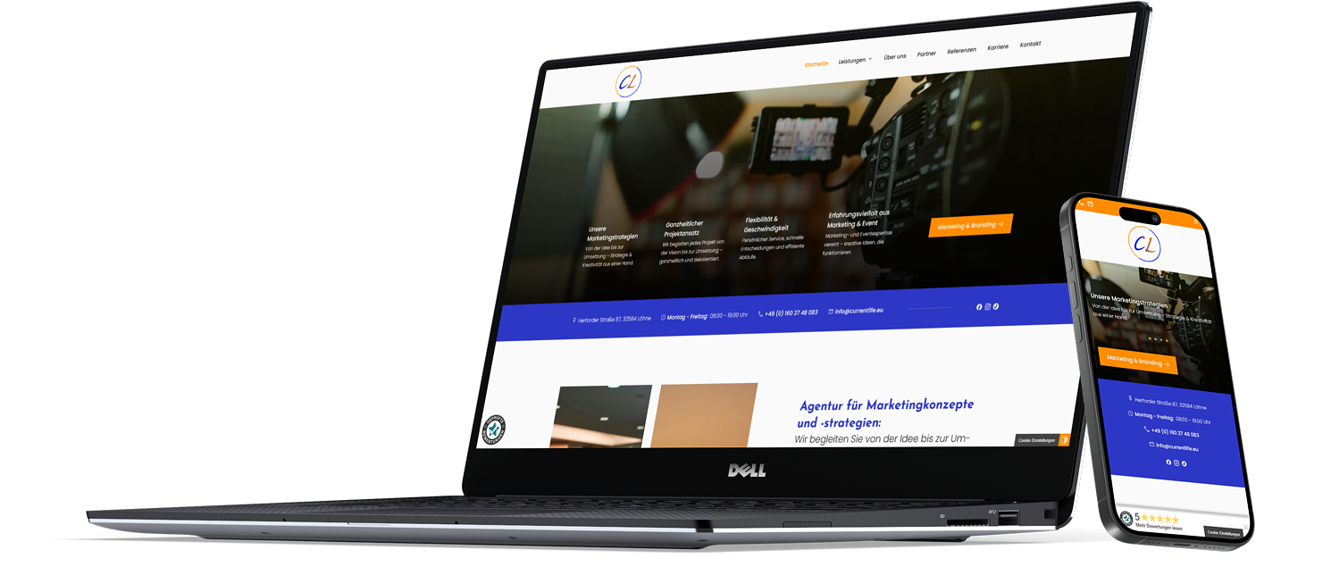 MY Marketing & Transport GmbH website on laptop and mobile