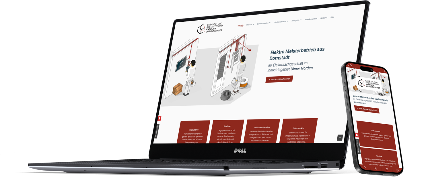 Elektrofirma Knoblich und Burkhardt OHG website on laptop and mobile