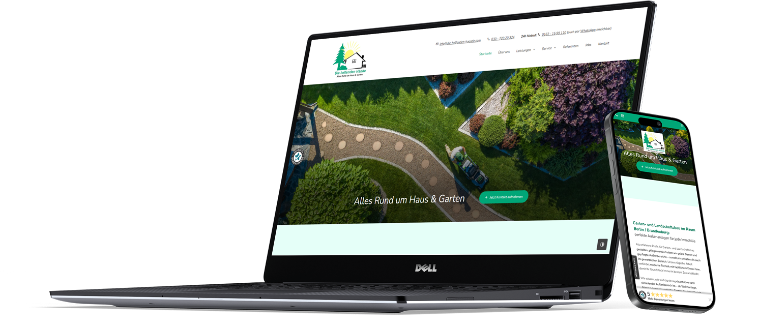 Die Helfenden Hände website on laptop and mobile