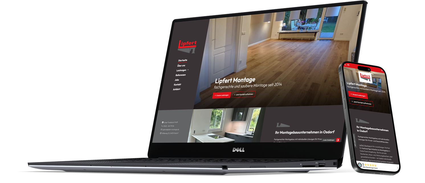 Lipfert Montage website on laptop and mobile