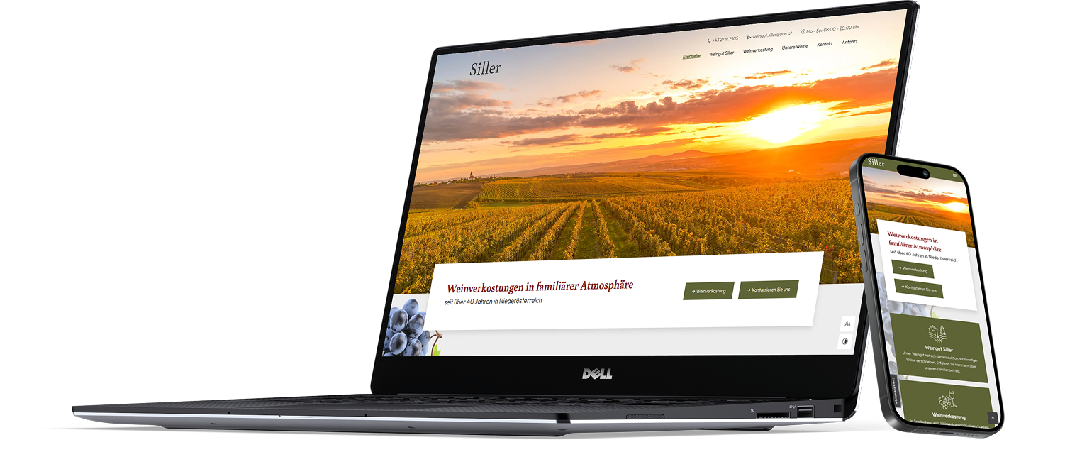 Weingut Siller website on laptop and mobile